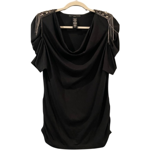⭐️ Apostrophe PM Black women’s top with decor on sleeves - Picture 1 of 3